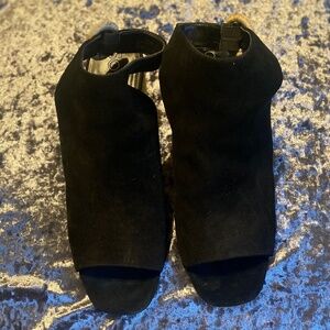 Black Suede Block Heel Sandals